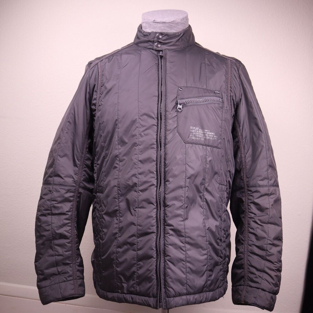 Vintage Replay Y2K Utility Gorpcore Quilted Military Puff Jacket Techwear XL